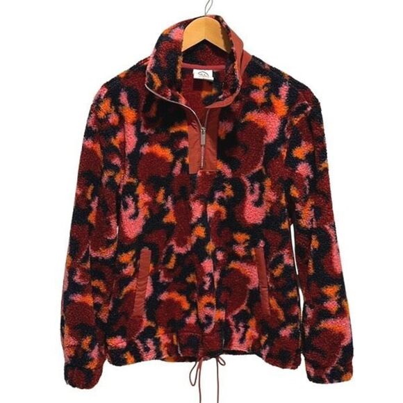SAGE Collective Women's Red Faux Shearling Pullover Quarter Zip Small NWT - Picture 2 of 9
